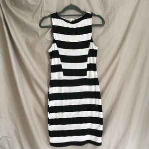 Black and White Striped Body-con Dress, Medium